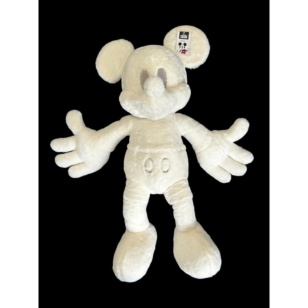 Disney Classic Mickey Mouse MK Monochromatic Jumbo Plush 38” Tall White/Cream